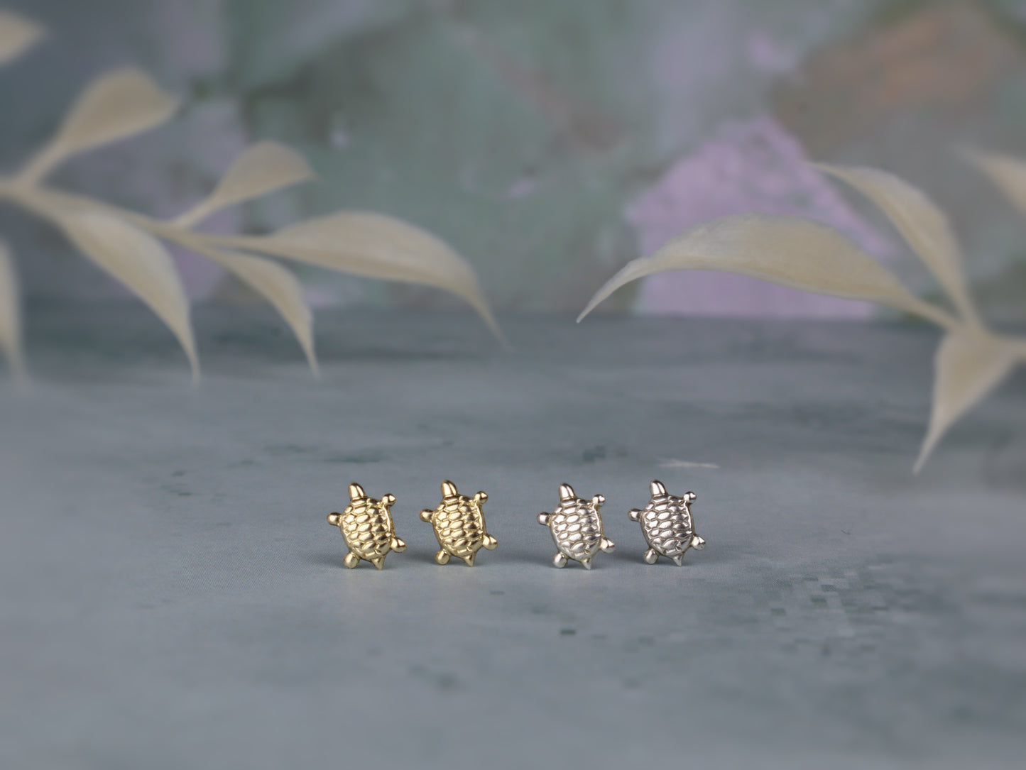 Mini Sea Turtle Earring Stud Earrings (Sterling Silver) (14k Gold-Filled)