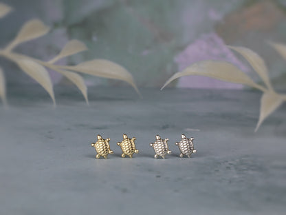 Mini Sea Turtle Earring Stud Earrings (Sterling Silver) (14k Gold-Filled)