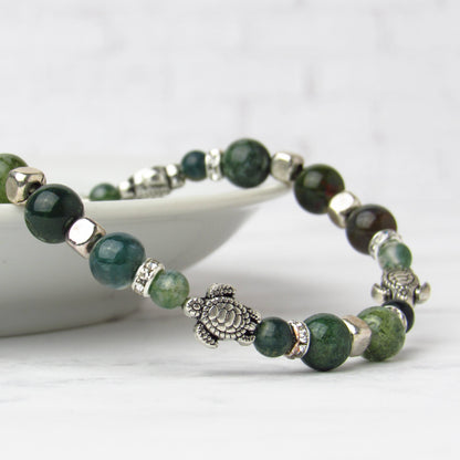 Bracelet tortue de mer vert foncé