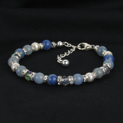 Bracelet Aventurine Argent et Bleu