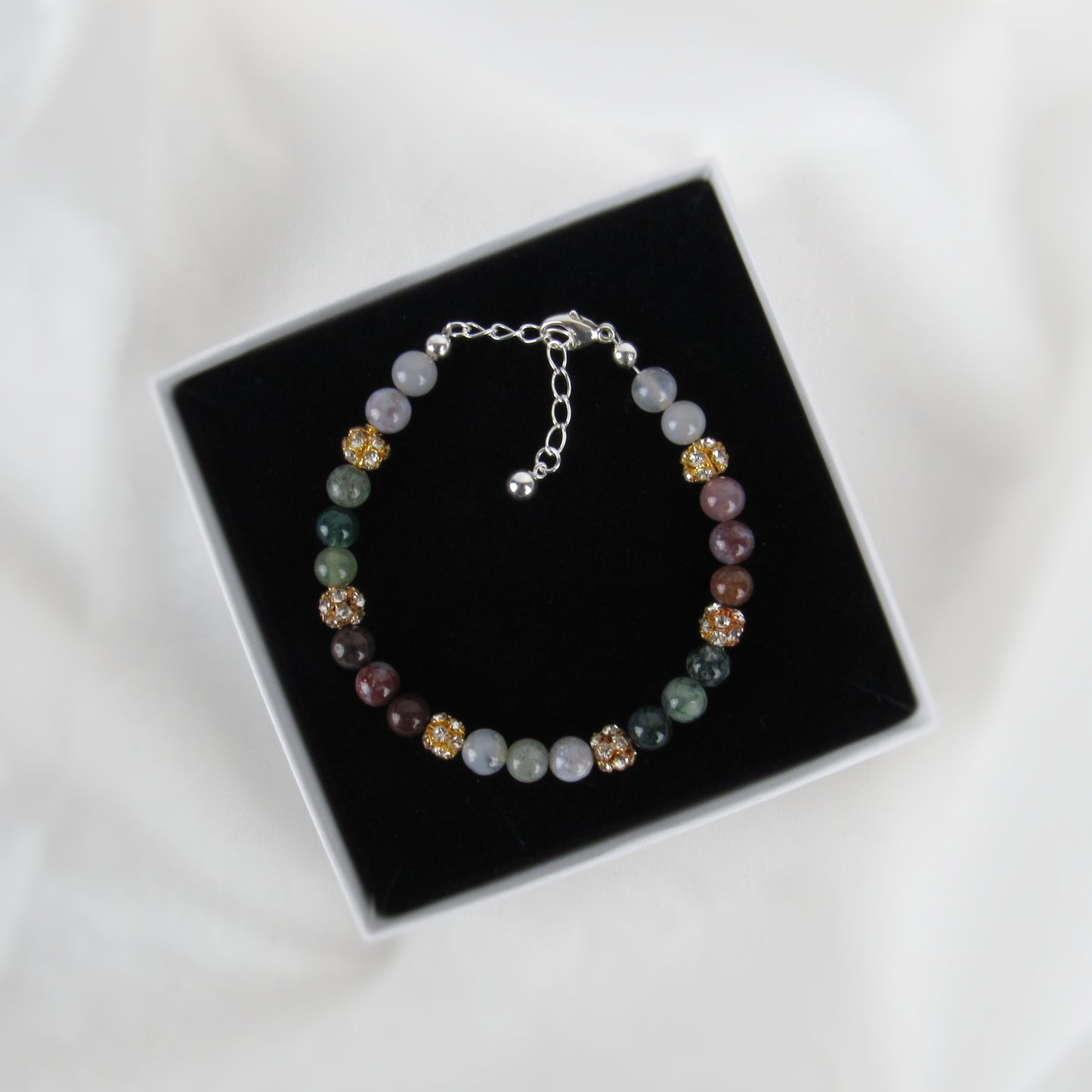 Pulsera de piedras preciosas multicolores con jaspe