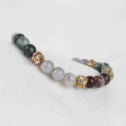 Bracelet de pierres précieuses multicolores avec jaspe