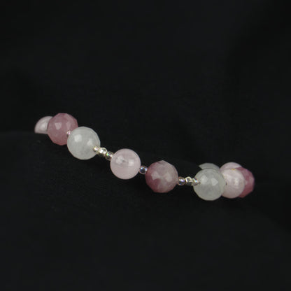 Pulsera de Piedras Preciosas Rosa con Kunzita y Cuarzo Rosa