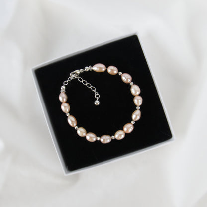 Bracelet de perles d'eau douce roses 