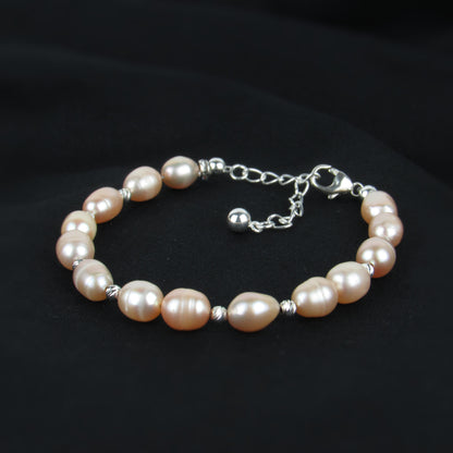 Bracelet de perles d'eau douce roses 