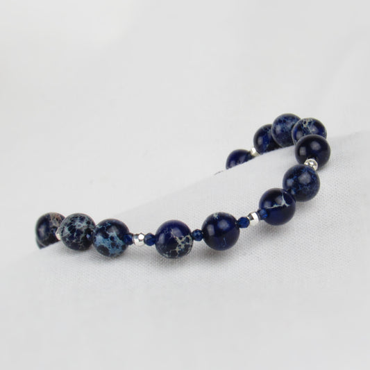 Bracelet perlé bleu marine