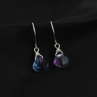 Pink Blue Glass Shell Earrings