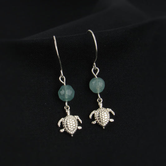 Silver Sea Turtle Dangle Earrings