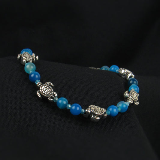 Bracelet minuscule tortue de mer bleue 